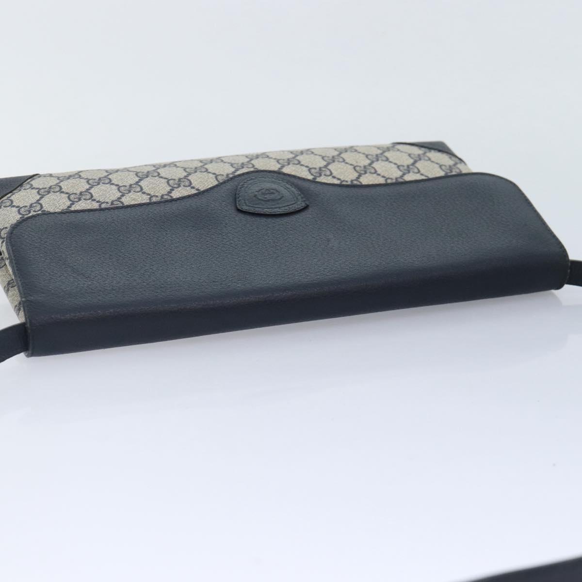 GUCCI GG Supreme Shoulder Bag PVC Navy Gold yk14693