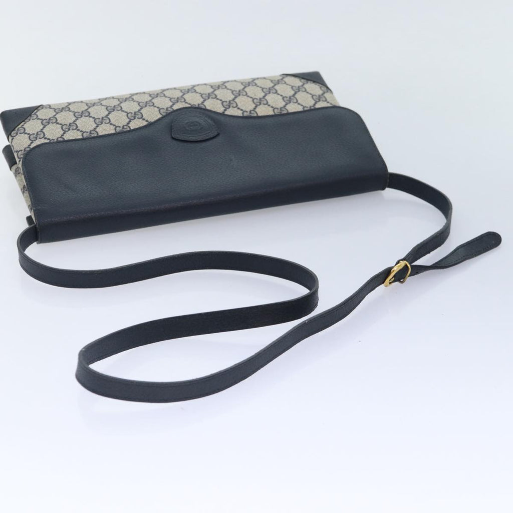 GUCCI GG Supreme Shoulder Bag PVC Navy Gold yk14693