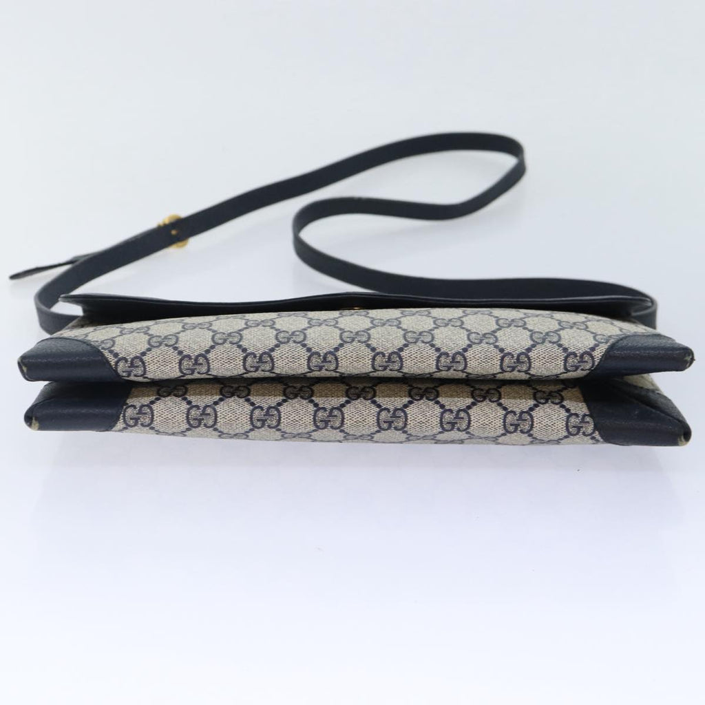 GUCCI GG Supreme Shoulder Bag PVC Navy Gold yk14693