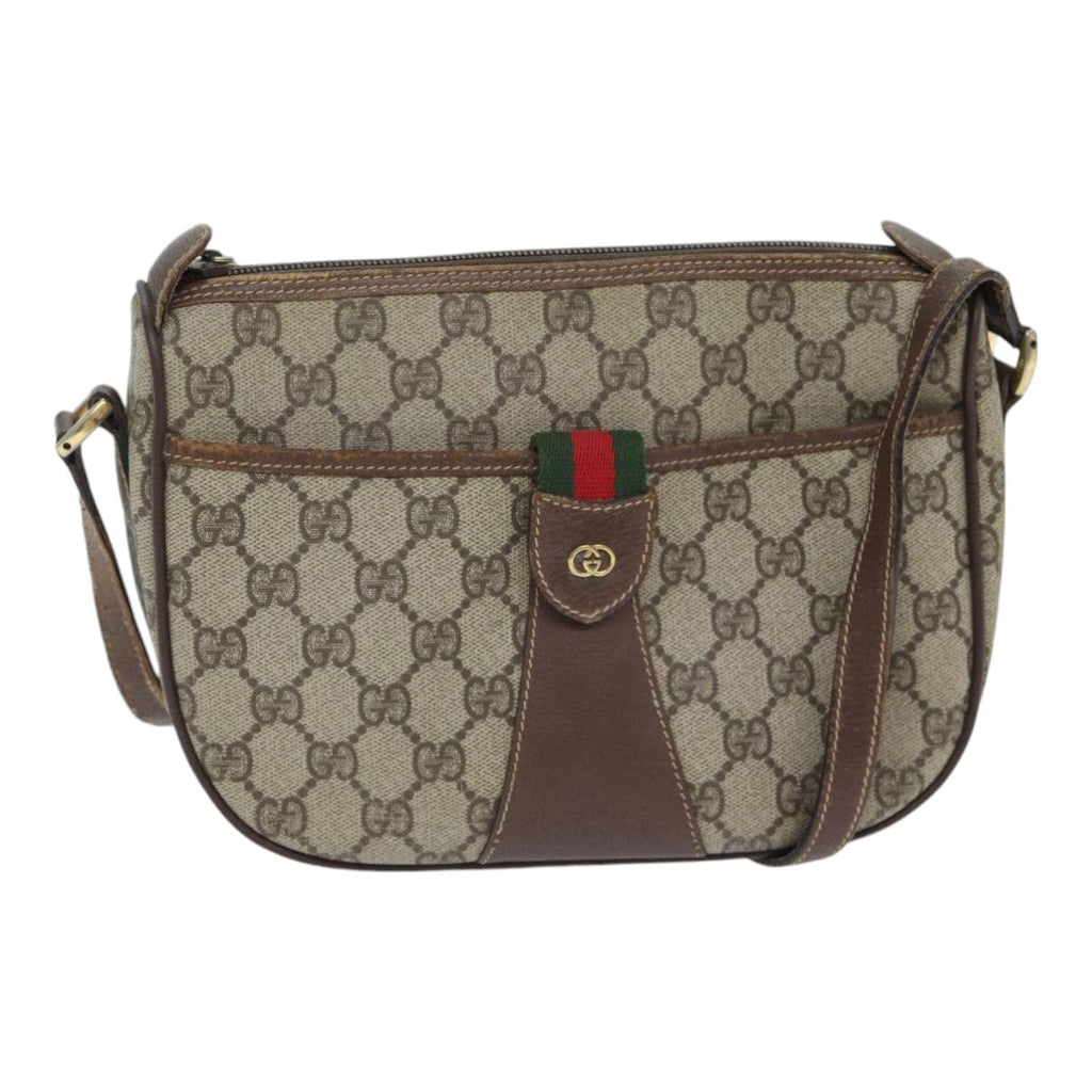 GUCCI GG Supreme Web Sherry Line Shoulder Bag PVC Beige Red Green yk14694