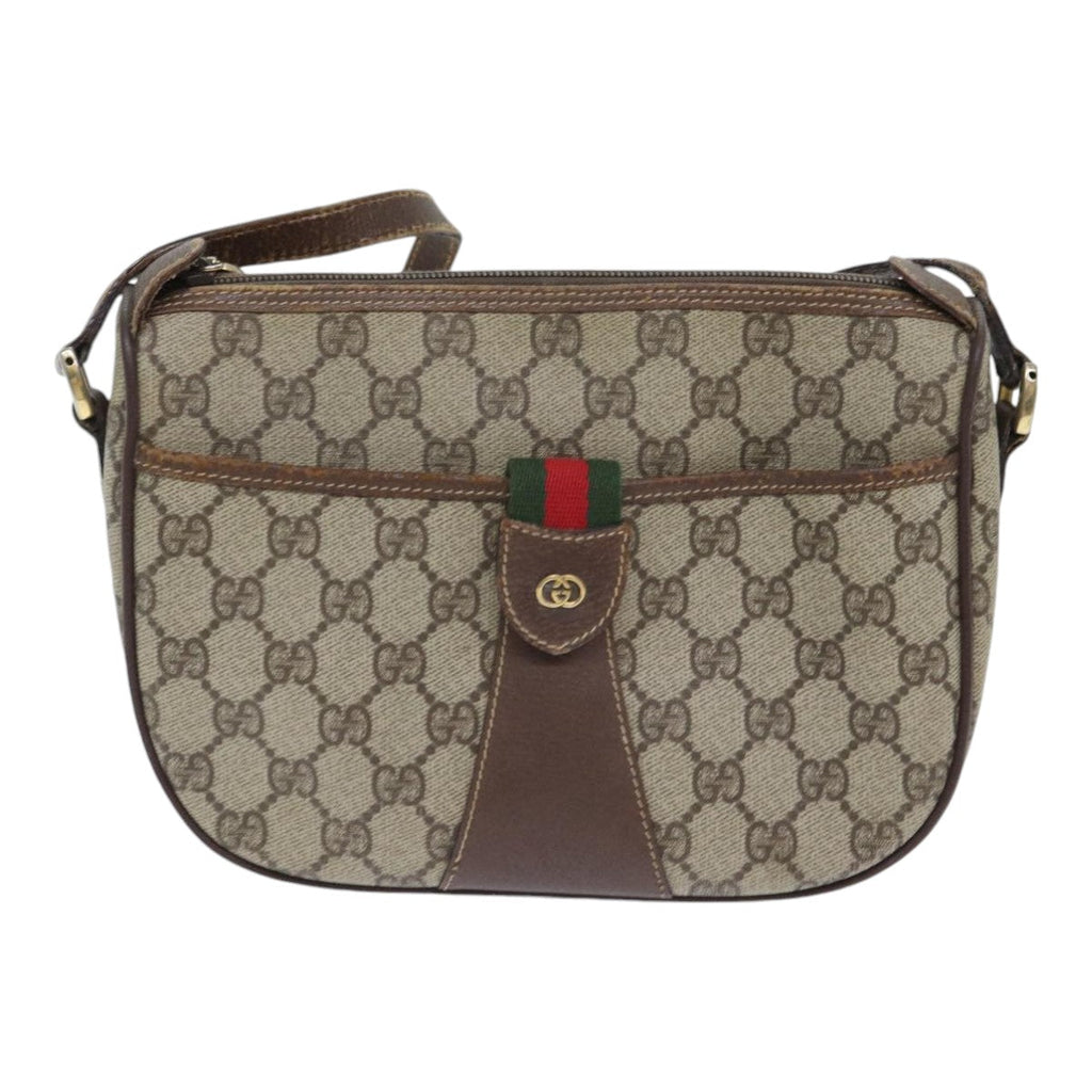 GUCCI GG Supreme Web Sherry Line Shoulder Bag PVC Beige Red Green yk14694