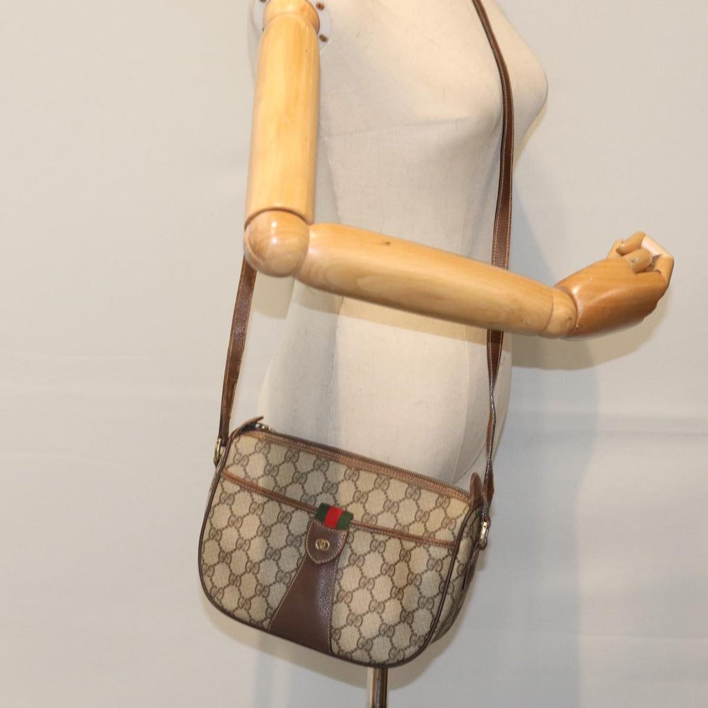 GUCCI GG Supreme Web Sherry Line Shoulder Bag PVC Beige Red Green yk14694