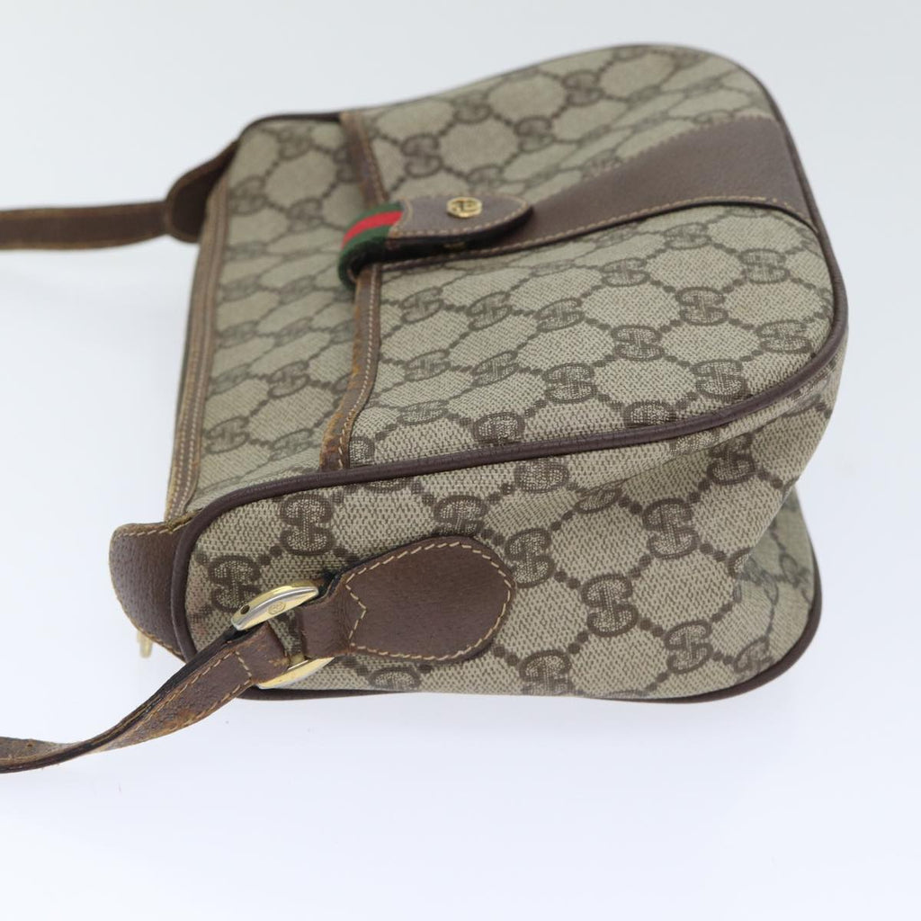GUCCI GG Supreme Web Sherry Line Shoulder Bag PVC Beige Red Green yk14694