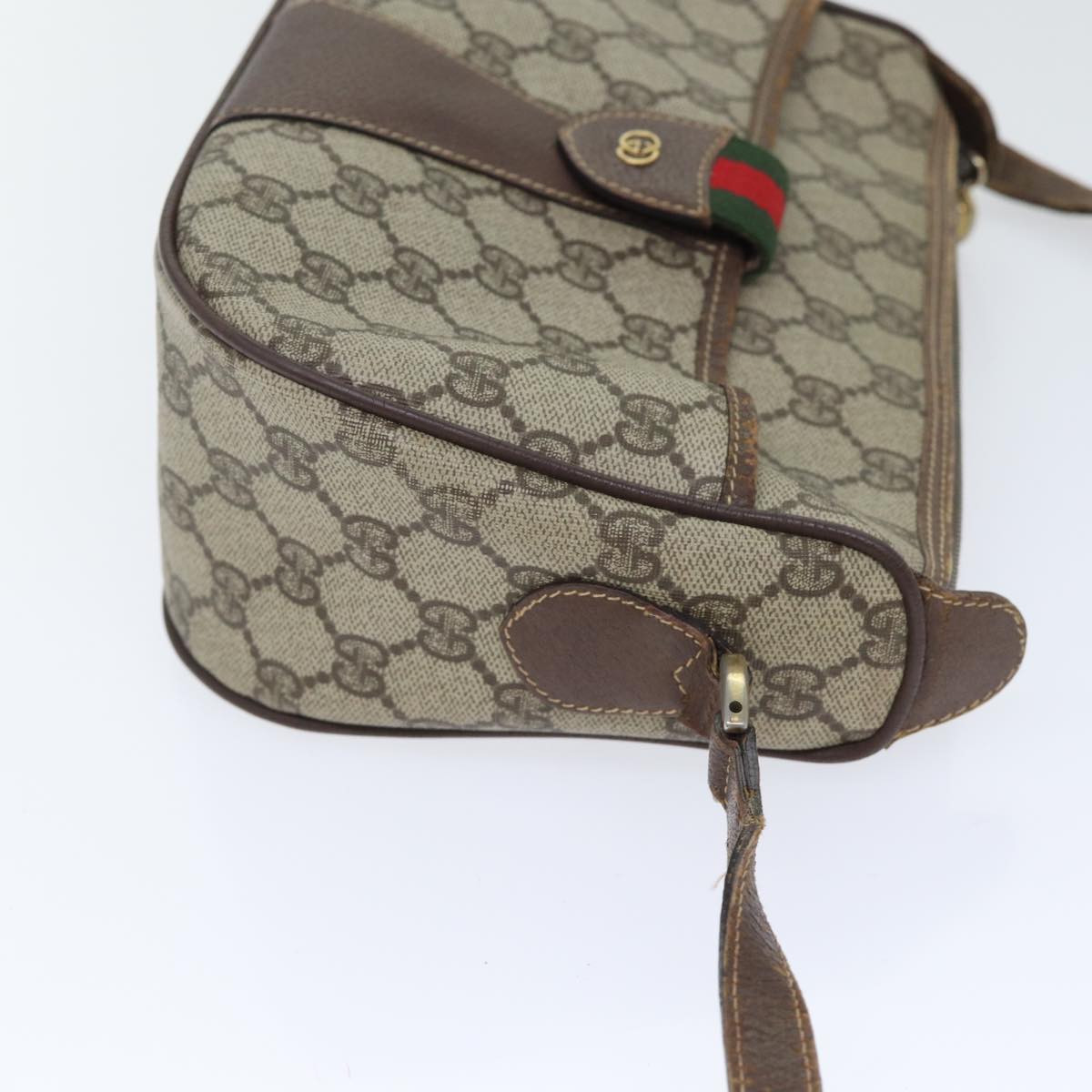 GUCCI GG Supreme Web Sherry Line Shoulder Bag PVC Beige Red Green yk14694