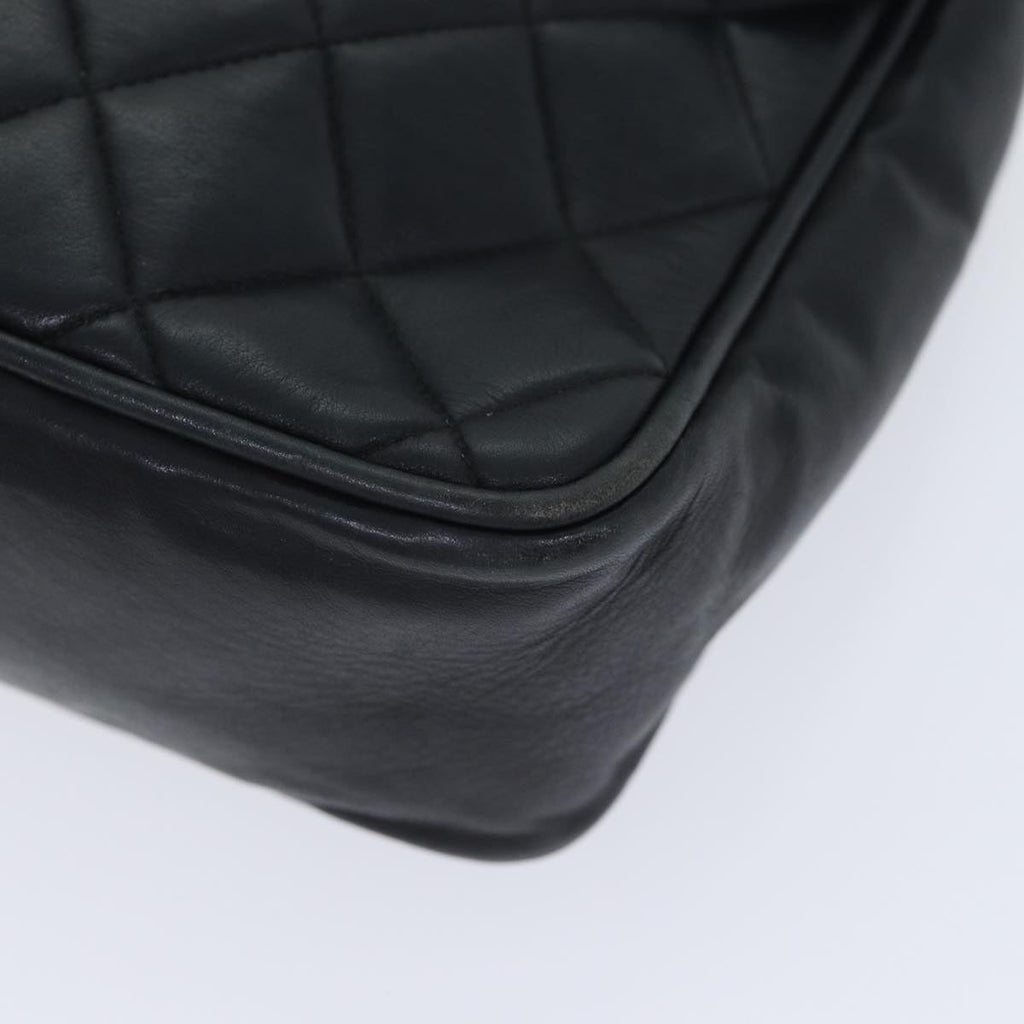 CHANEL Matelasse Turn Lock Chain Shoulder Bag Leather Black Gold CC yk14695