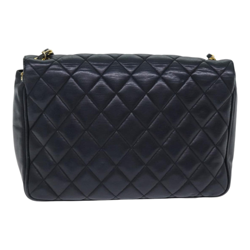 CHANEL Matelasse Turn Lock Chain Shoulder Bag Leather Black Gold CC yk14695