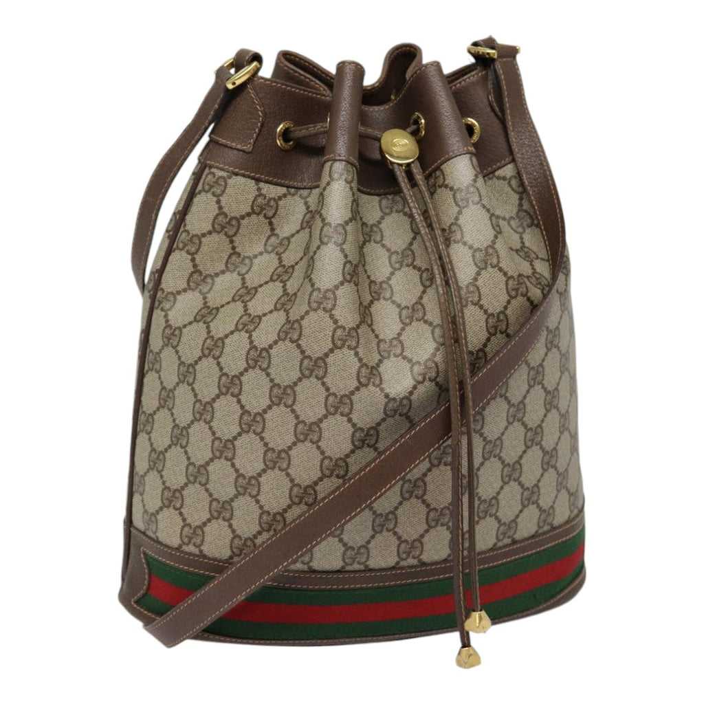 GUCCI GG Supreme Web Sherry Line Shoulder Bag PVC Beige 164 02 085 yk14696