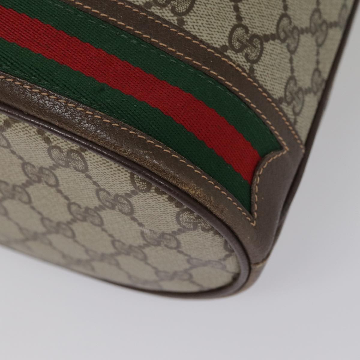 GUCCI GG Supreme Web Sherry Line Shoulder Bag PVC Beige 164 02 085 yk14696
