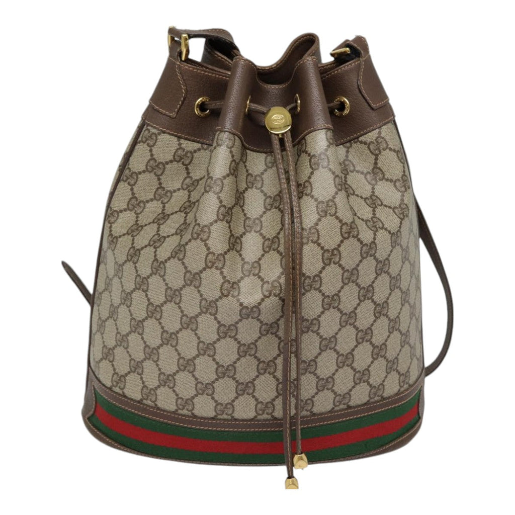 GUCCI GG Supreme Web Sherry Line Shoulder Bag PVC Beige 164 02 085 yk14696