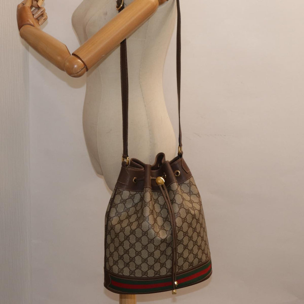 GUCCI GG Supreme Web Sherry Line Shoulder Bag PVC Beige 164 02 085 yk14696