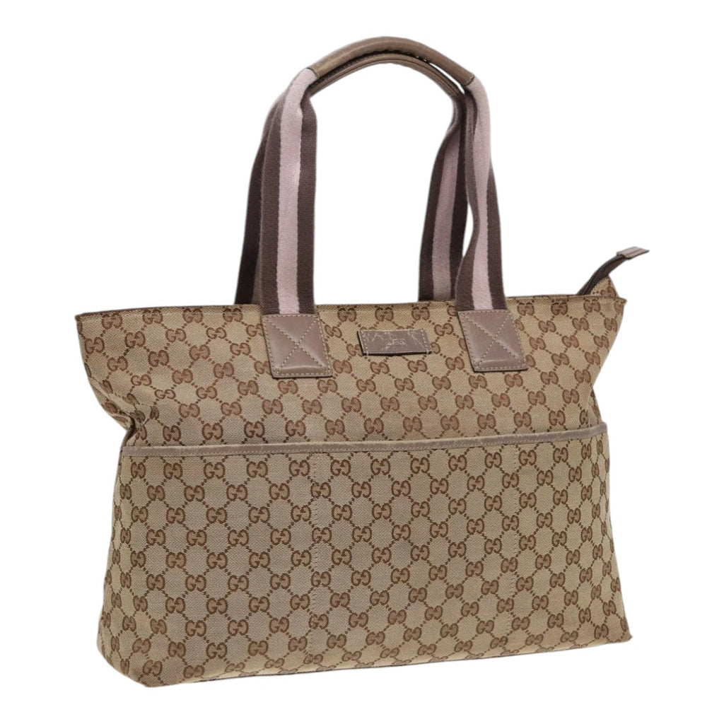 GUCCI GG Canvas Sherry Line Tote Bag Beige Gold pink 155524 yk14708