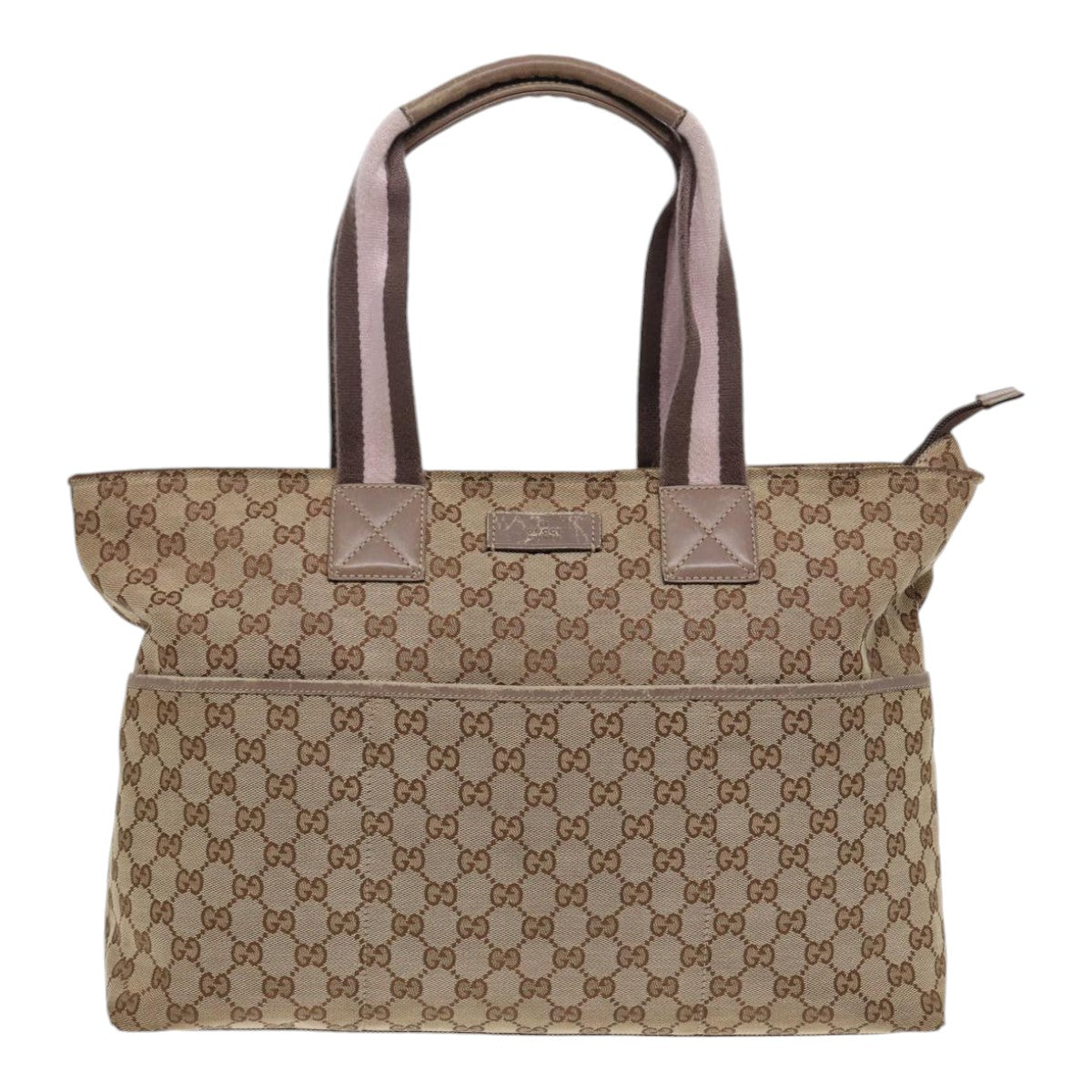 GUCCI GG Canvas Sherry Line Tote Bag Beige Gold pink 155524 yk14708