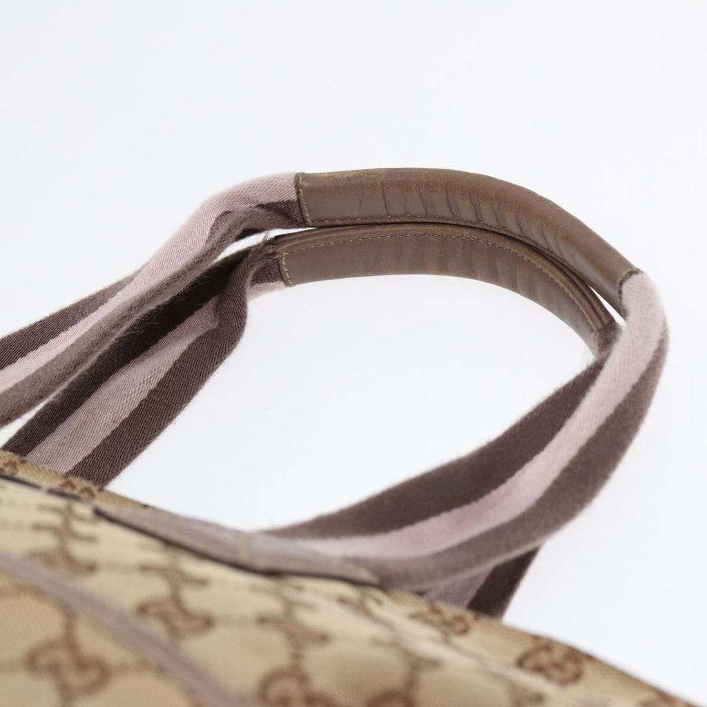 GUCCI GG Canvas Sherry Line Tote Bag Beige Gold pink 155524 yk14708