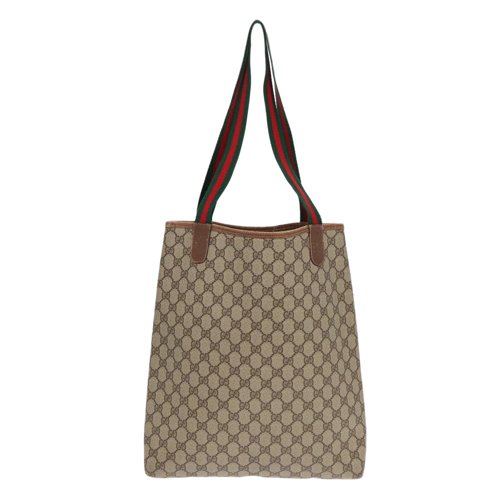GUCCI GG Supreme Web Sherry Line Tote Bag PVC Beige 89 02 003 yk14710