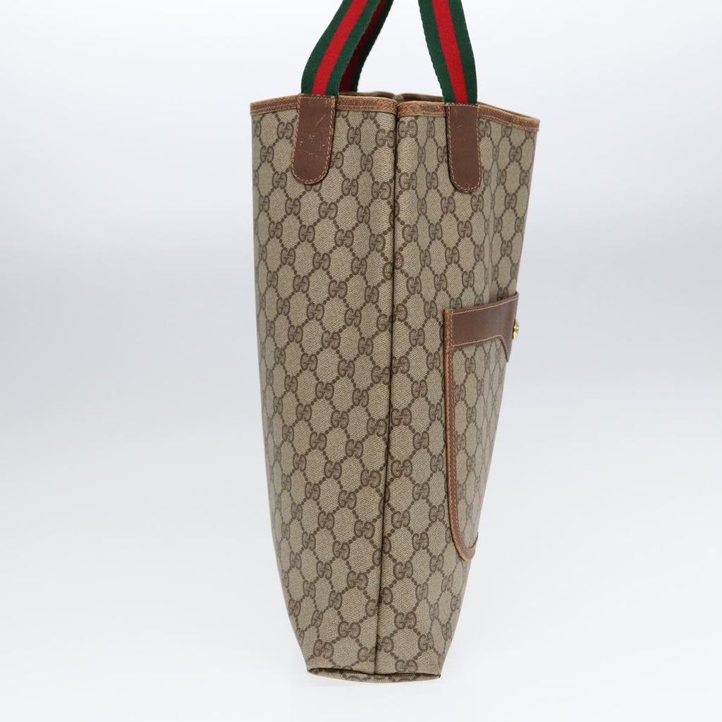 GUCCI GG Supreme Web Sherry Line Tote Bag PVC Beige 89 02 003 yk14710