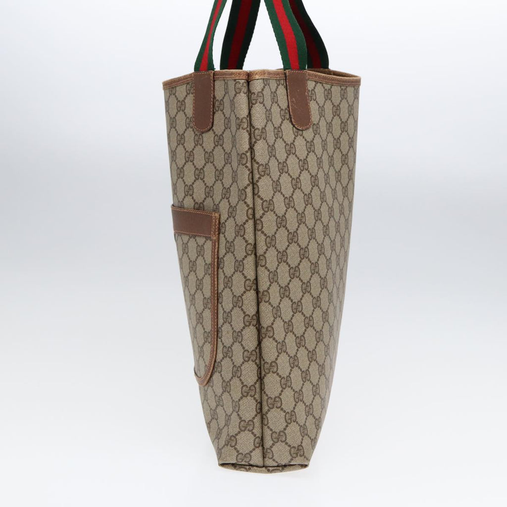 GUCCI GG Supreme Web Sherry Line Tote Bag PVC Beige 89 02 003 yk14710