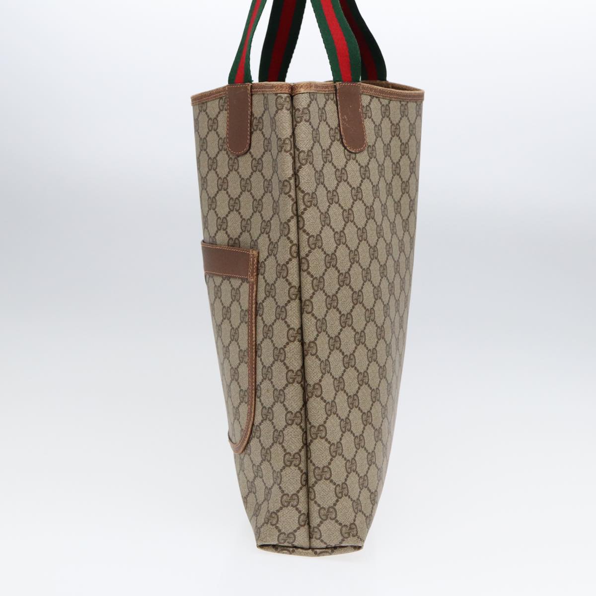 GUCCI GG Supreme Web Sherry Line Tote Bag PVC Beige 89 02 003 yk14710
