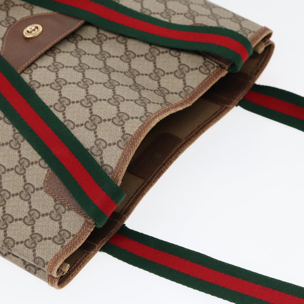 GUCCI GG Supreme Web Sherry Line Tote Bag PVC Beige 89 02 003 yk14710
