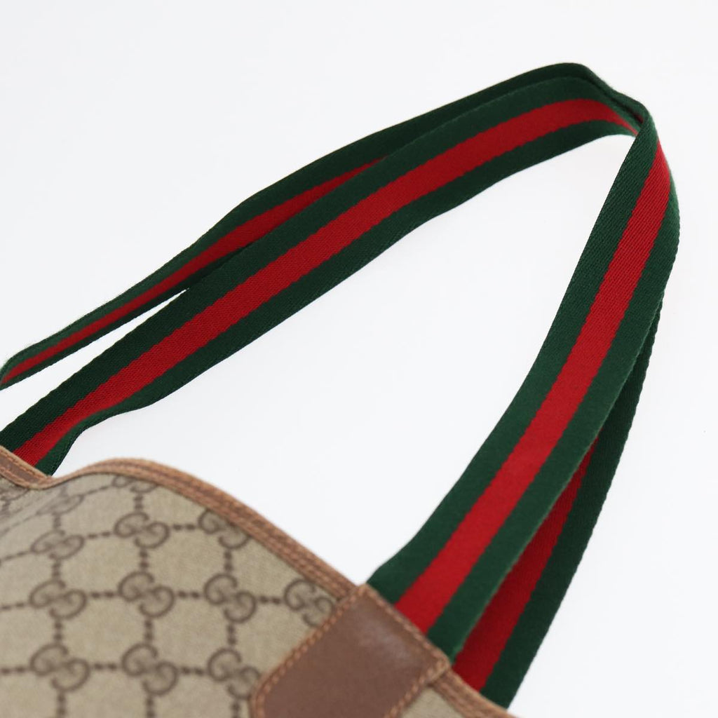 GUCCI GG Supreme Web Sherry Line Tote Bag PVC Beige 89 02 003 yk14710