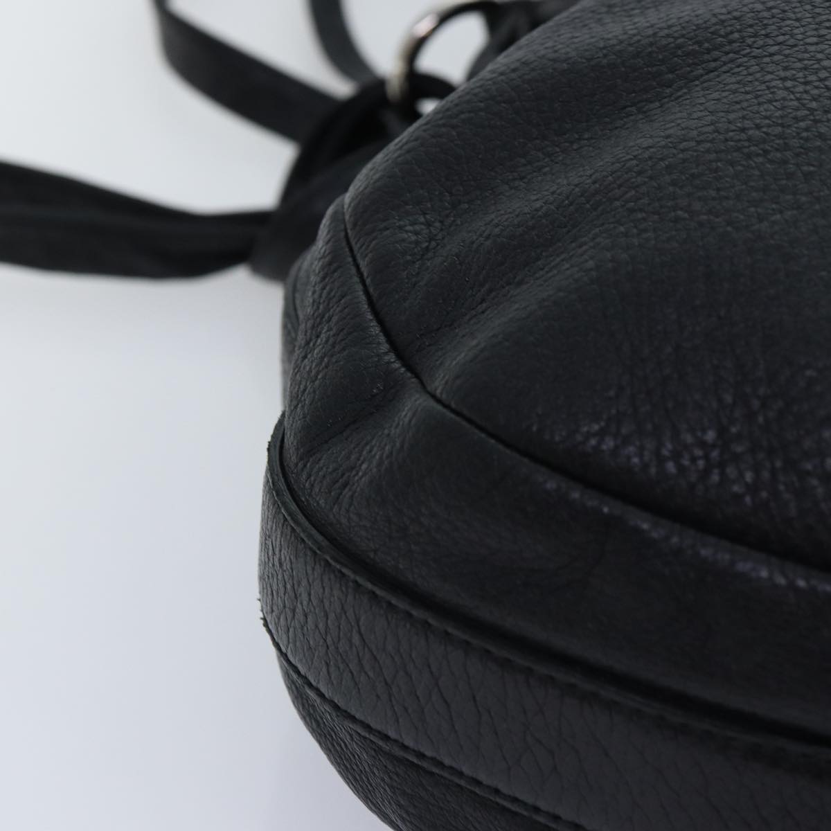 GUCCI Bamboo Shoulder Bag Leather Black Silver 232940 yk14720