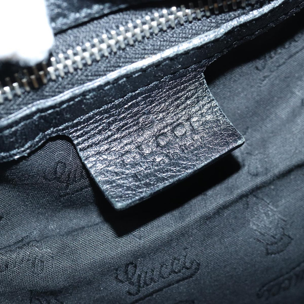 GUCCI Bamboo Shoulder Bag Leather Black Silver 232940 yk14720