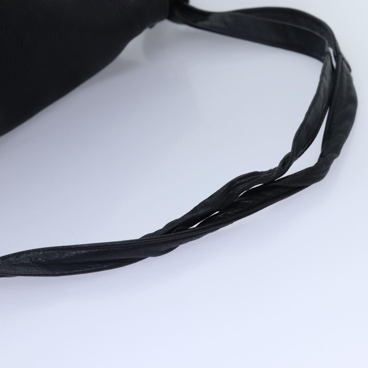 GUCCI Bamboo Shoulder Bag Leather Black Silver 232940 yk14720
