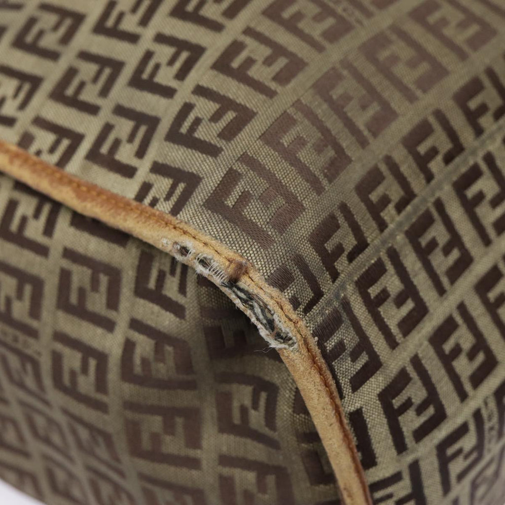 FENDI Zucchino Canvas Tote Bag Beige Gold yk14729