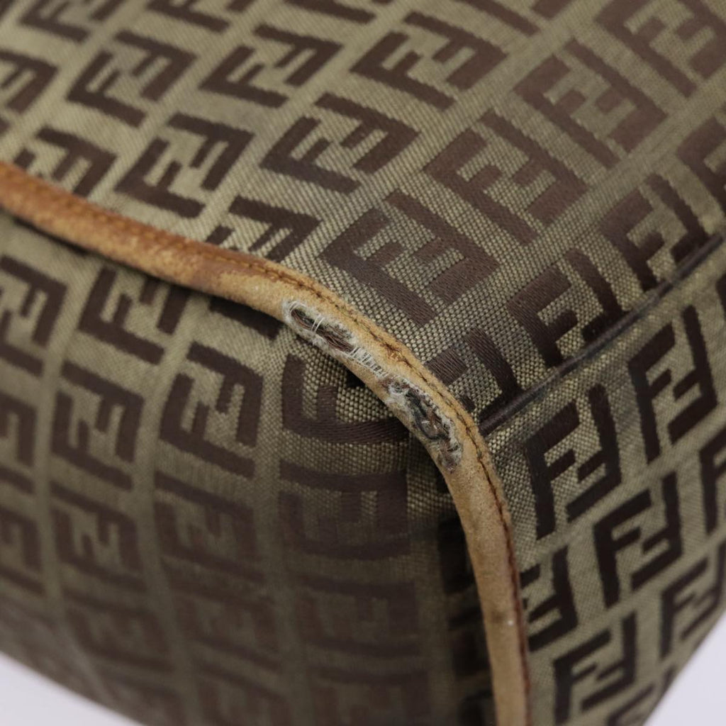 FENDI Zucchino Canvas Tote Bag Beige Gold yk14729