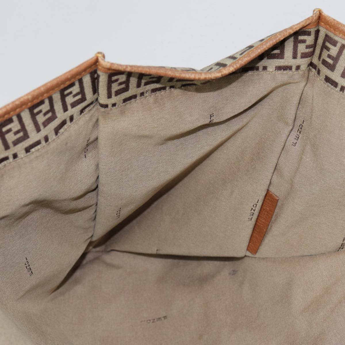 FENDI Zucchino Canvas Tote Bag Beige Gold yk14729