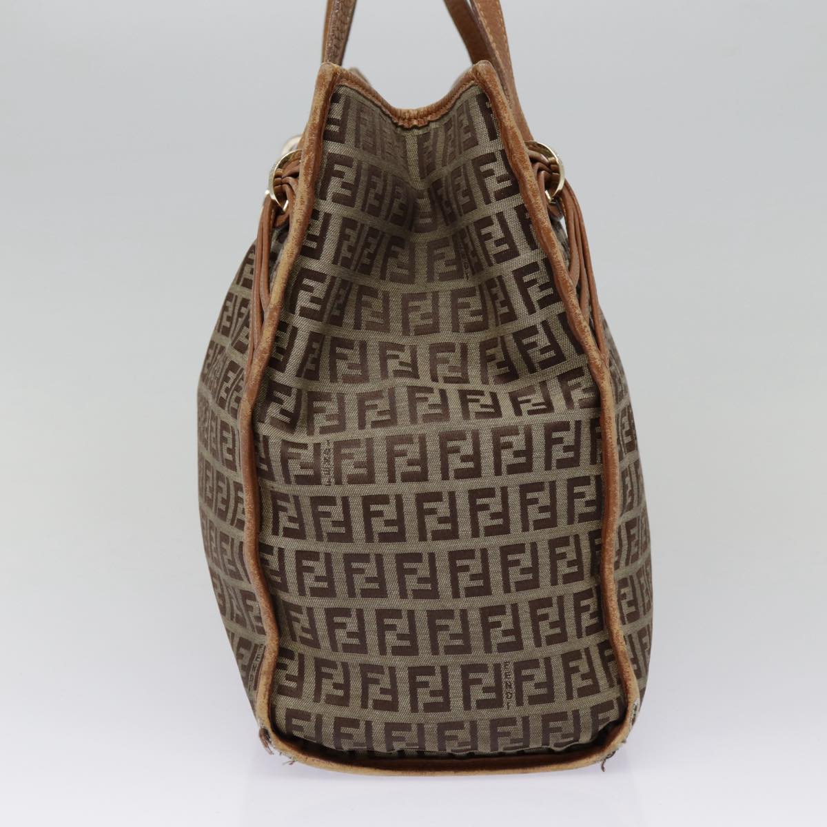 FENDI Zucchino Canvas Tote Bag Beige Gold yk14729