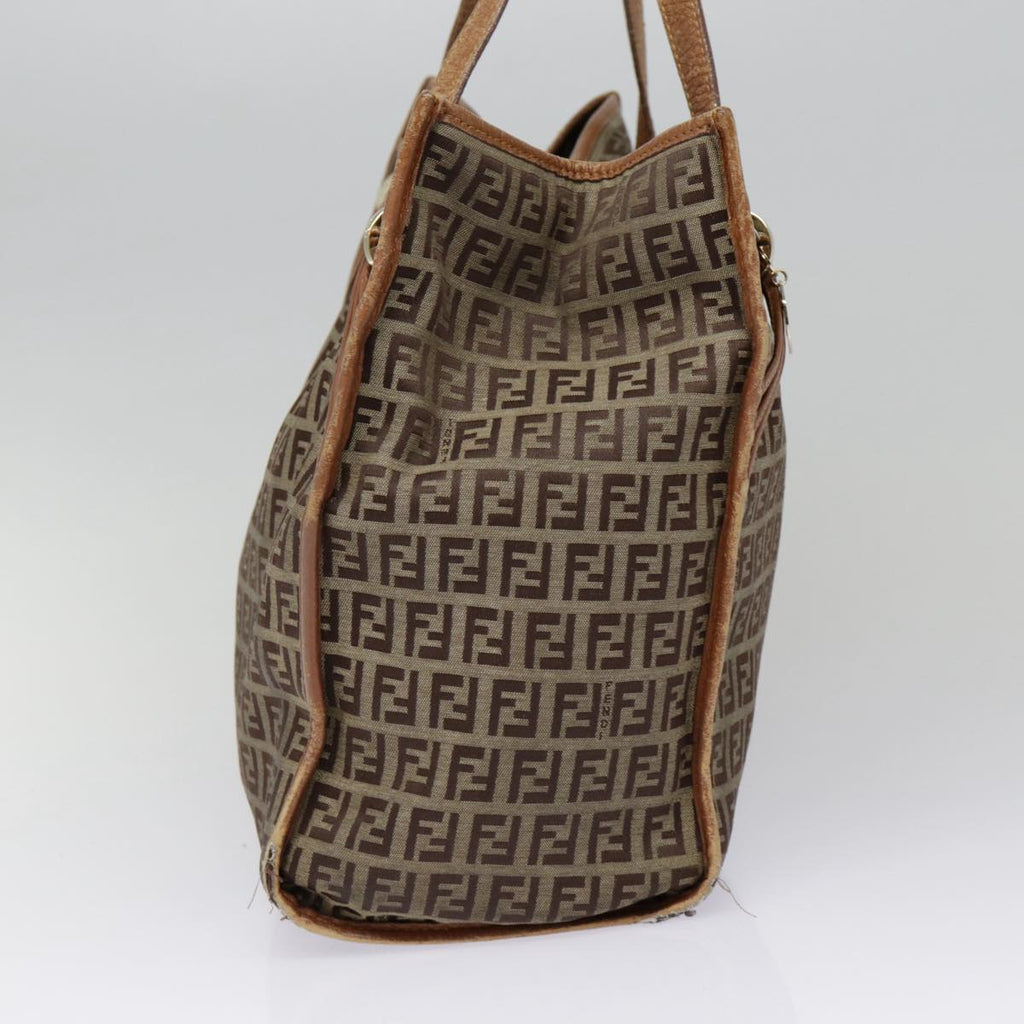 FENDI Zucchino Canvas Tote Bag Beige Gold yk14729