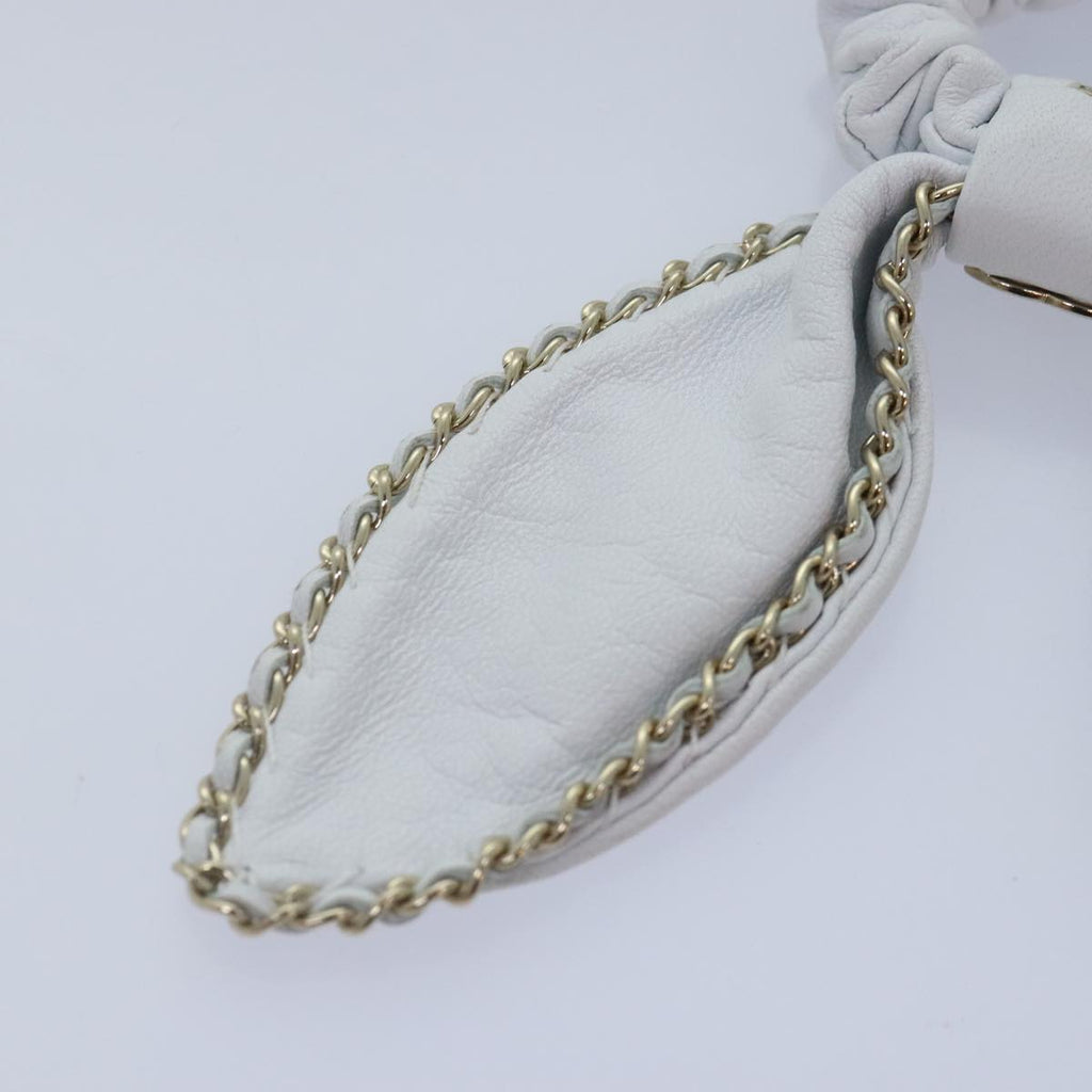 CHANEL COCO Mark Scrunchie Hair clip Lamb Skin White CC yk14744