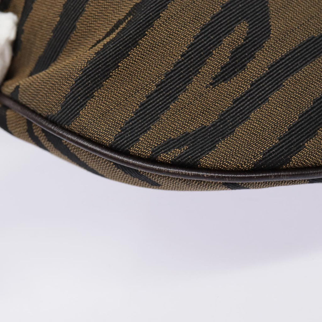 FENDI Shoulder Bag Canvas Silver Brown yk14745