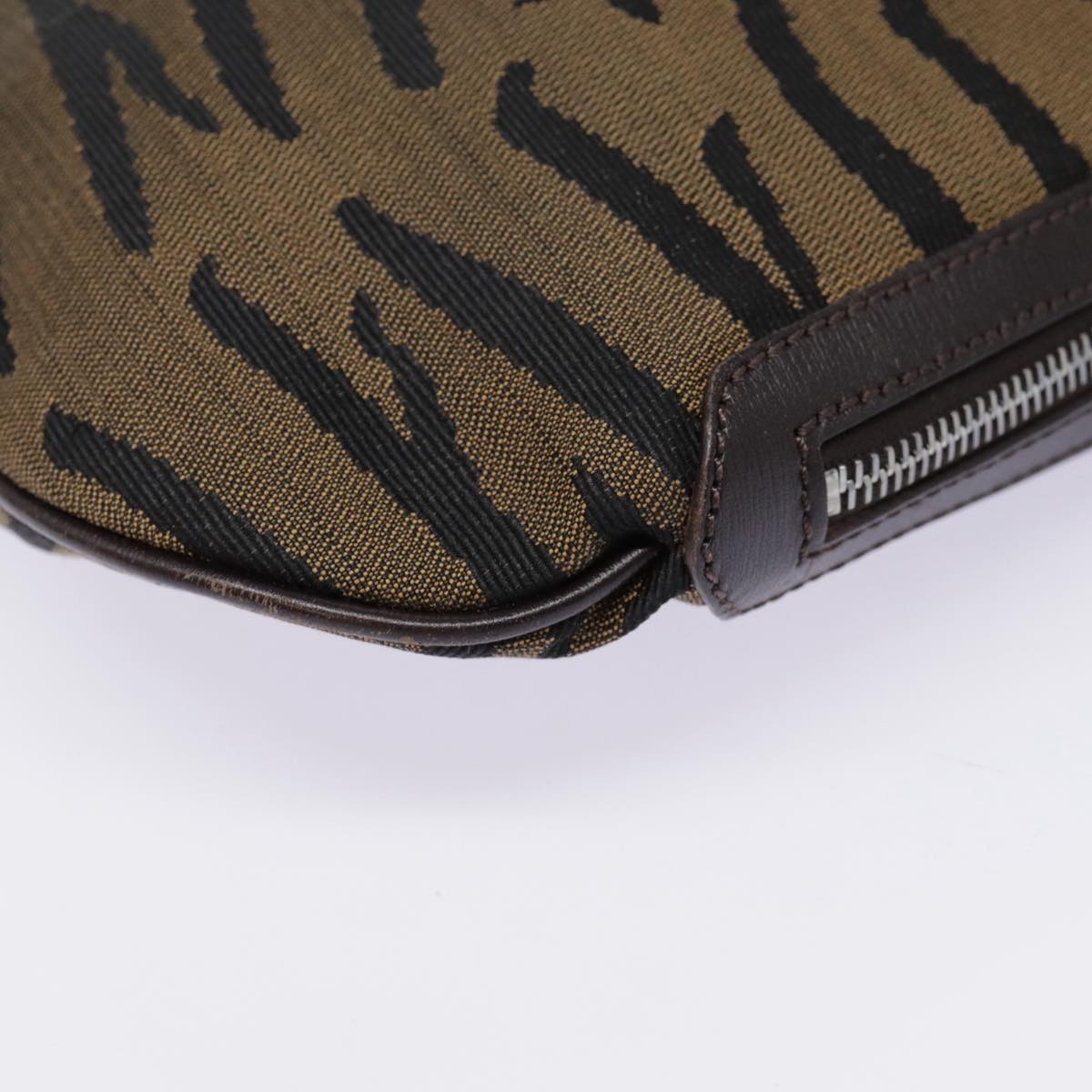 FENDI Shoulder Bag Canvas Silver Brown yk14745