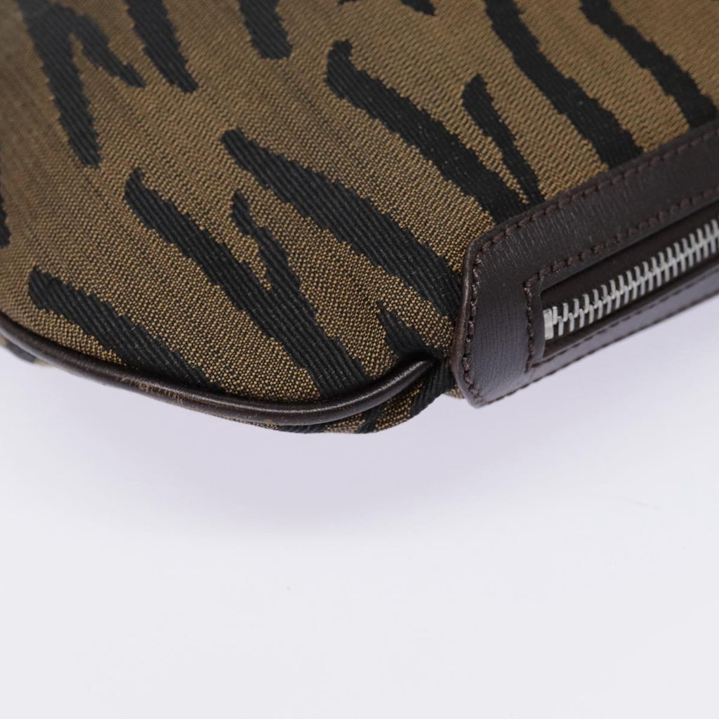 FENDI Shoulder Bag Canvas Silver Brown yk14745
