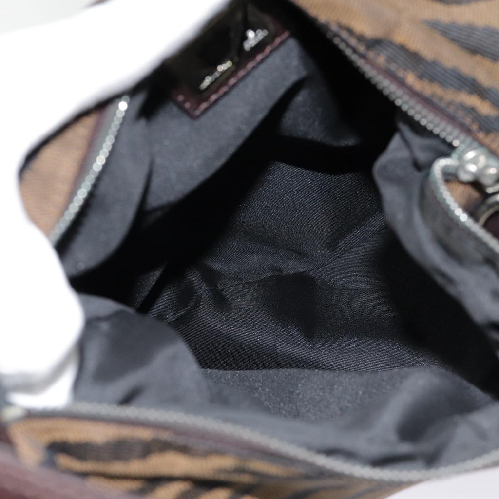 FENDI Shoulder Bag Canvas Silver Brown yk14745