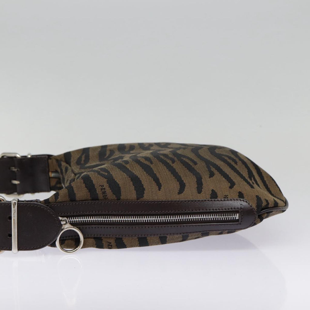 FENDI Shoulder Bag Canvas Silver Brown yk14745