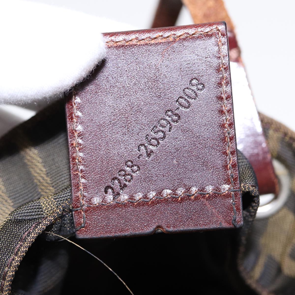 FENDI Zucca Canvas Hand Bag Brown Black Silver yk14749