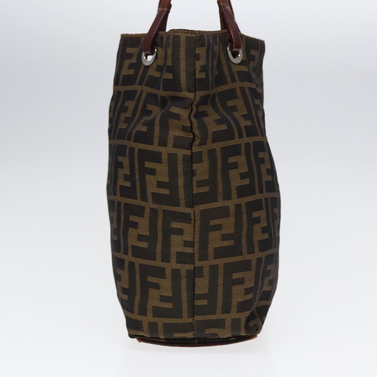 FENDI Zucca Canvas Hand Bag Brown Black Silver yk14749