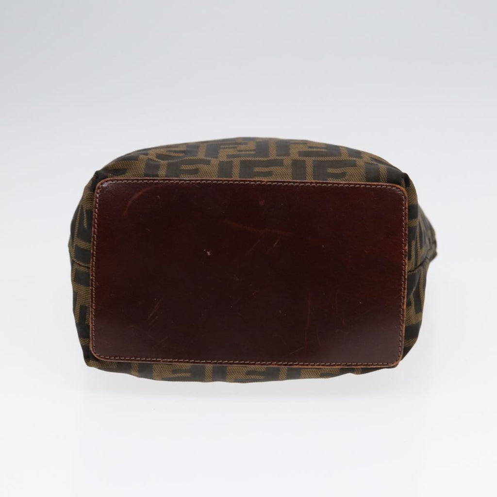 FENDI Zucca Canvas Hand Bag Brown Black Silver yk14749