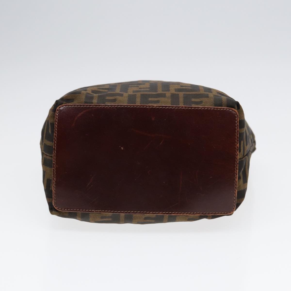 FENDI Zucca Canvas Hand Bag Brown Black Silver yk14749