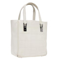 CHANEL Choco Bar Hand Bag Leather White Silver CC yk14765