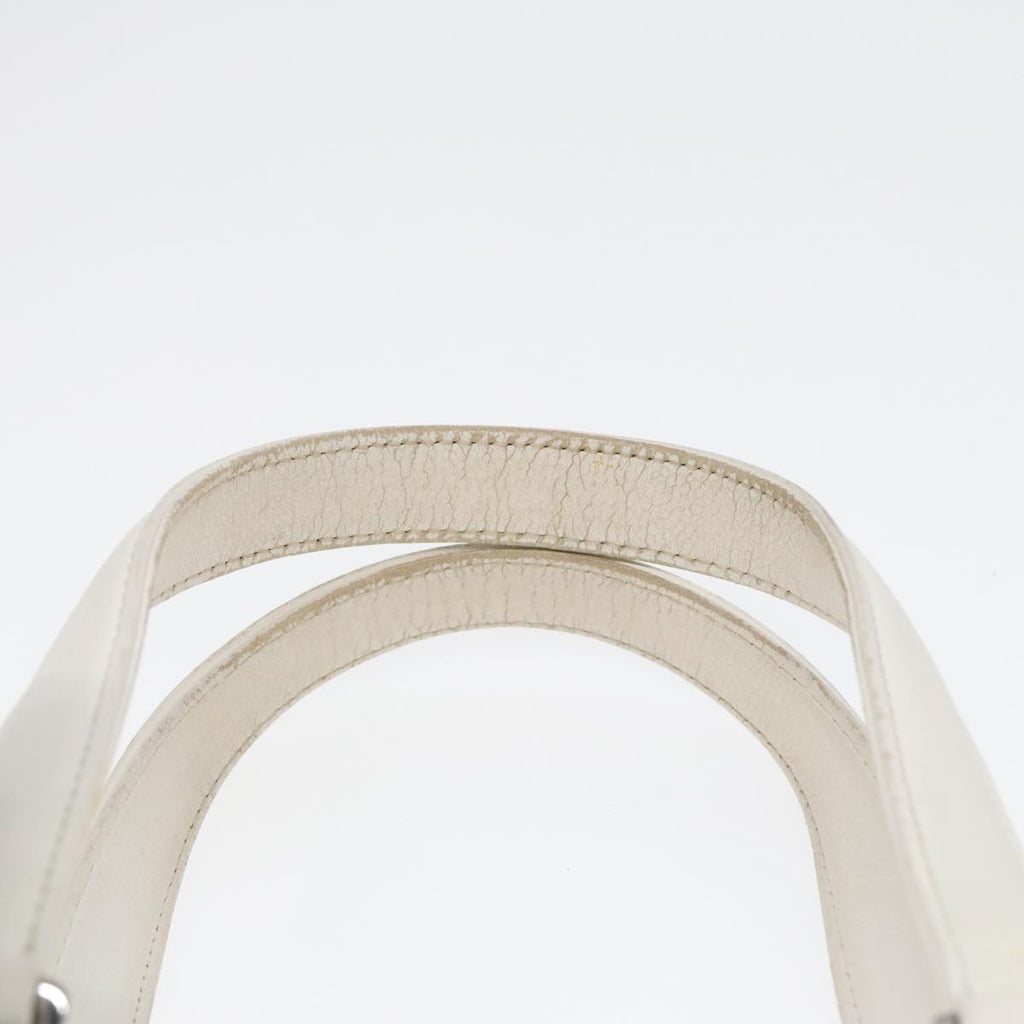 CHANEL Choco Bar Hand Bag Leather White Silver CC yk14765