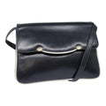 GUCCI Shoulder Bag Leather Navy Gold yk14768