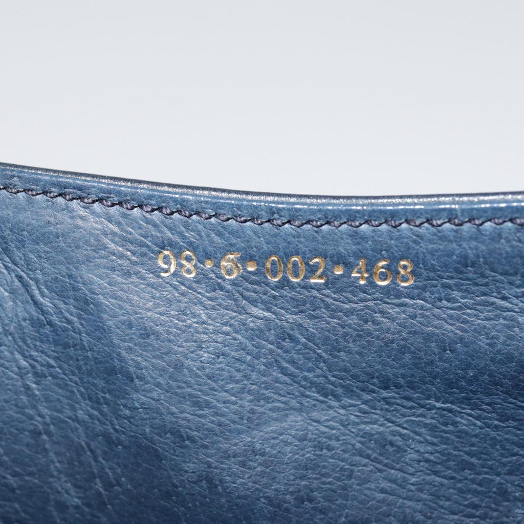 GUCCI Shoulder Bag Leather Navy Gold yk14768
