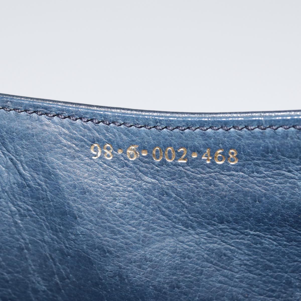 GUCCI Shoulder Bag Leather Navy Gold yk14768