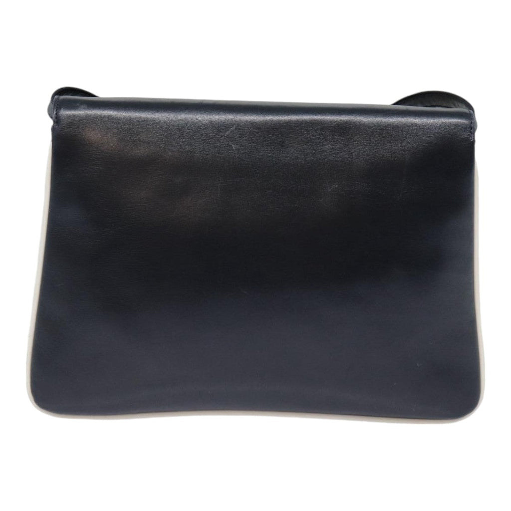GUCCI Shoulder Bag Leather Navy Gold yk14768