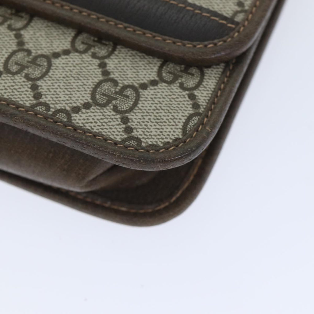 GUCCI GG Supreme Web Sherry Line Shoulder Bag PVC Beige Gold yk14770