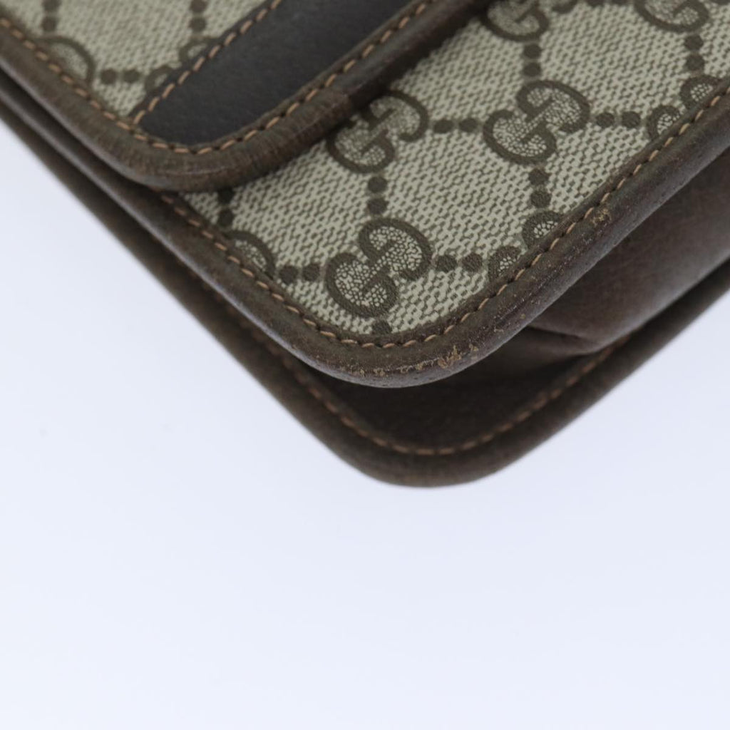 GUCCI GG Supreme Web Sherry Line Shoulder Bag PVC Beige Gold yk14770