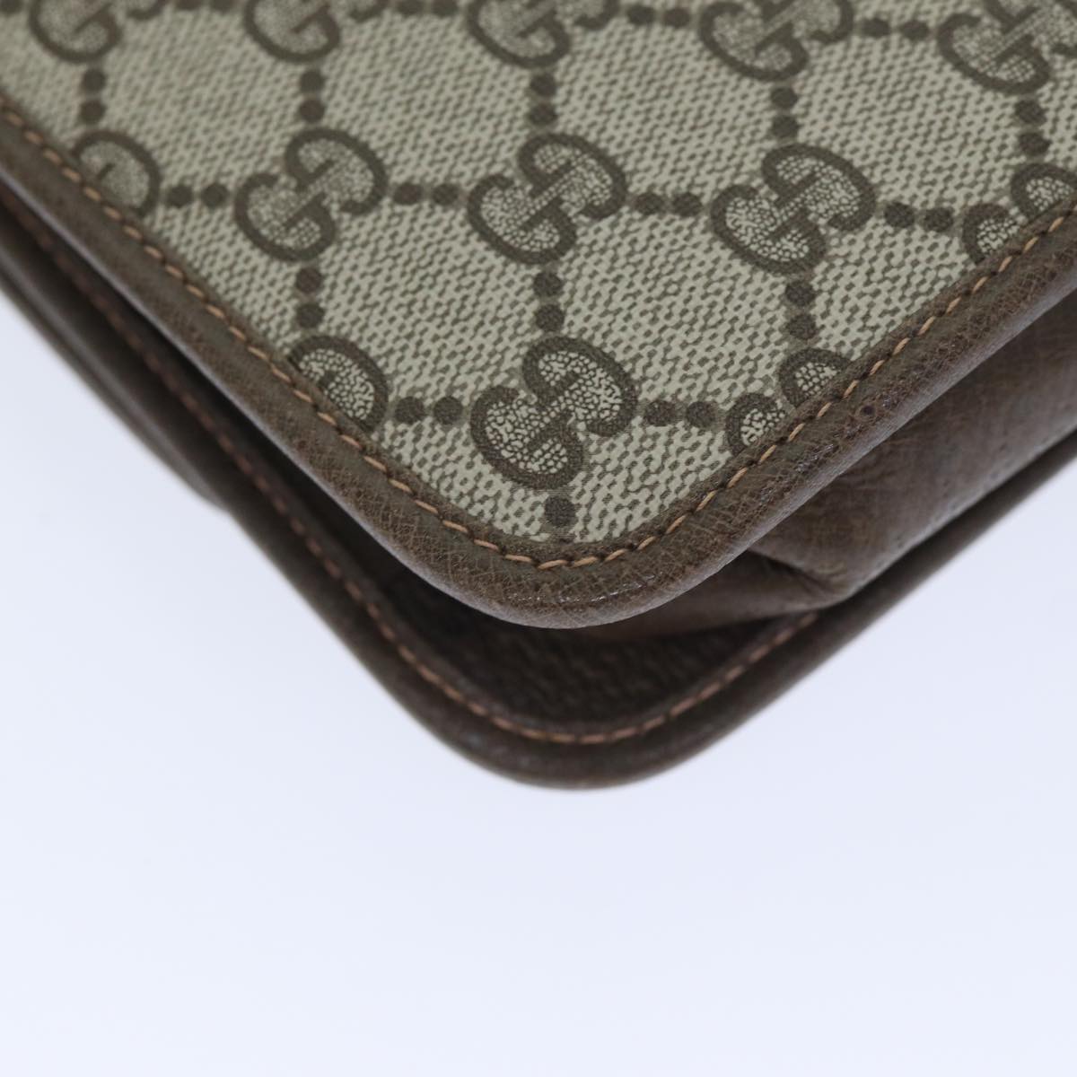 GUCCI GG Supreme Web Sherry Line Shoulder Bag PVC Beige Gold yk14770